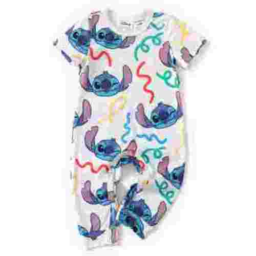 Disney Baby Jumpsuit, Stitch Short Sleeve Infant Onesie, Graphic Bodysuits Outfit 0-3 Months White