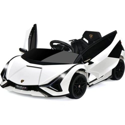 OLAKIDS 12V Licensed Lamborghini Sian Kids Ride On Car with Parent Remote Control, MP3 Player, Electric Toy for Toddler 3-8(White)