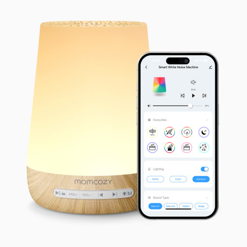 Momcozy Smart App White Noise Machine - Wood Grain