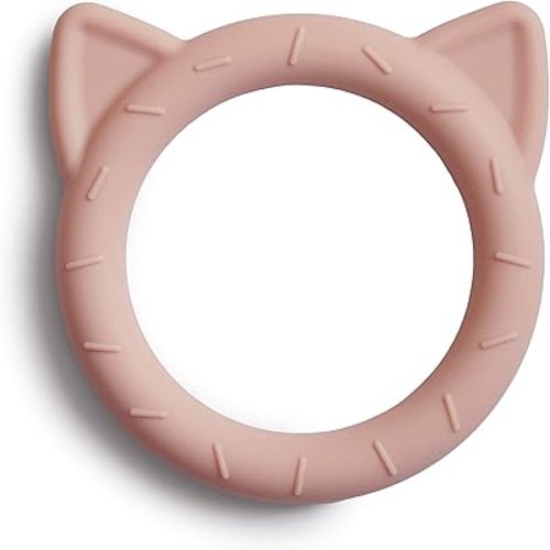 mushie Silicone Baby Teether Toy | Cat (Blush)