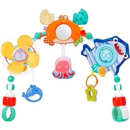 Baby Toys 3-6 Months, Baby Stroller Arch Toy- Infant Car Seat Toys for Babies 0-6 Months, Adjustable Montessori Toys Crib Bouncer Bassinet Activity Toys for Boy Girl 3 6 9 12 18 Months