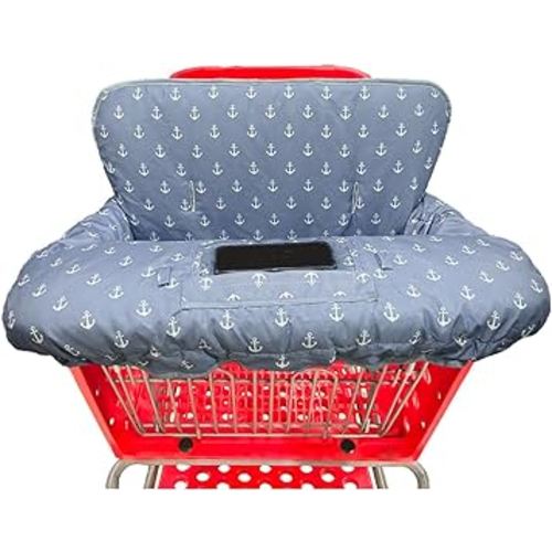 Shopping Cart Cover for Baby Grocery Cart Cover for Baby boy and Baby Girl, High Chair Cover for Baby and Toddler, Baby Registry Gift - Waterproof - Extra Large - Cotton - Double Sided (Blue)