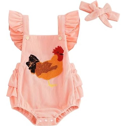 Tsnbre Newborn Baby Boy Girl Summer Outfits Corduroy Romper Farm Chicken Baby Overalls 0 3 6 9 12 Months Infant Clothes