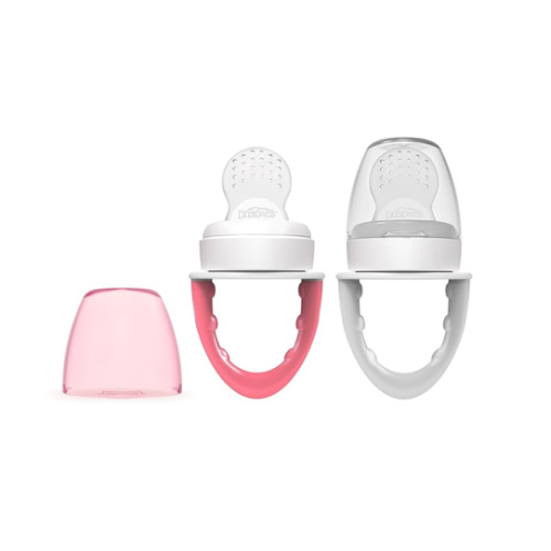 Dr. Brown's Fresh First Silicone Feeder, Pink & Grey, 2 Count