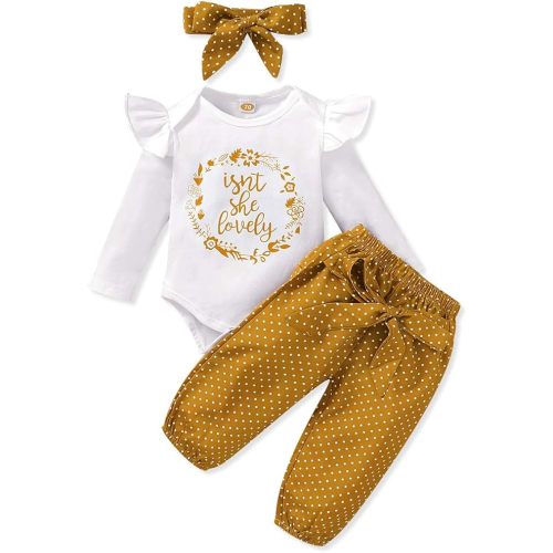 Renotemy Newborn Baby Girl Clothes Outfits Infant Romper Ruffle Floral Pants Cute Toddler Baby Girl Clothes Set