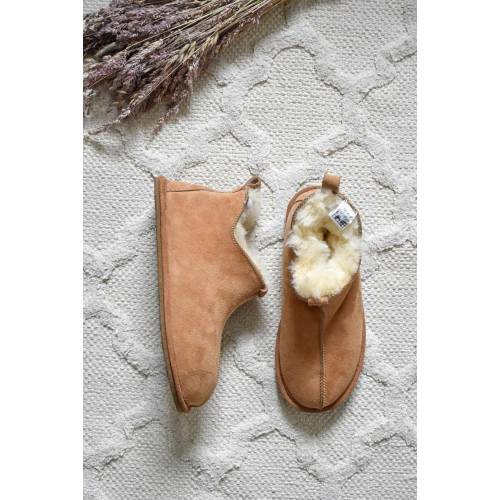 Miko Tan Luxury Sheepskin Slippers Boots with Hard Sole UNISEX