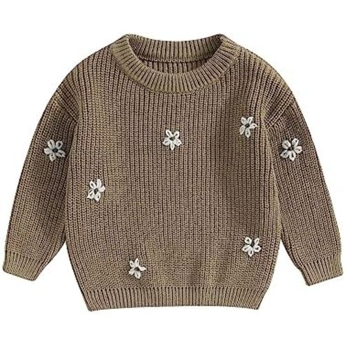 YOKJZJD Newborn Toddler Baby Girl Chunky Knit Sweater Flower Warm Sweatshirt Long Sleeve T-Shirt Knitted Fall Winter Clothes
