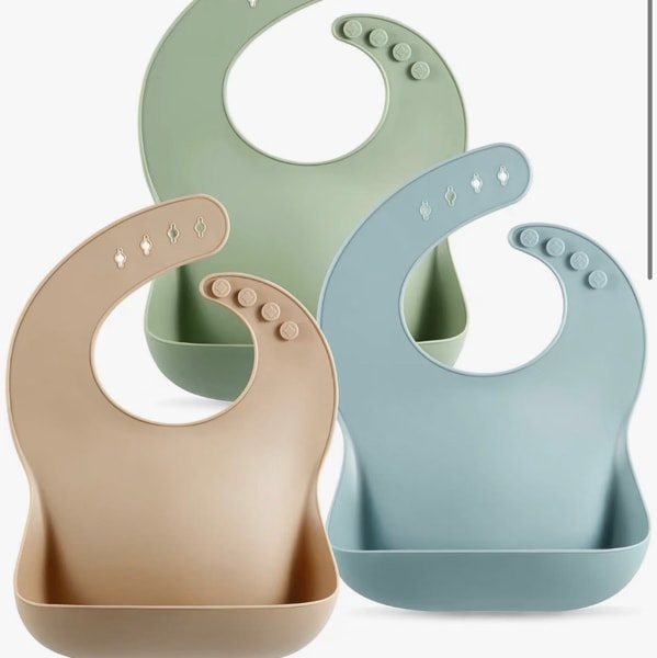 PandaEar Set of 3 Silicone Baby Bibs Waterproof, Soft, Unisex, 10-72 Months