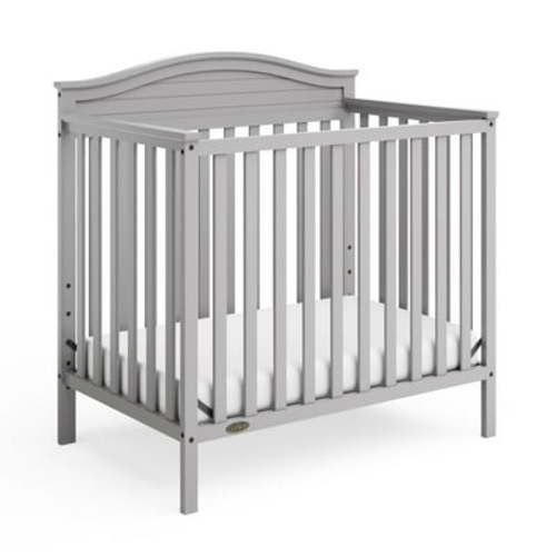 Graco Stella 4-in-1 Convertible Baby Mini Crib with Mattress, Pebble Gray
