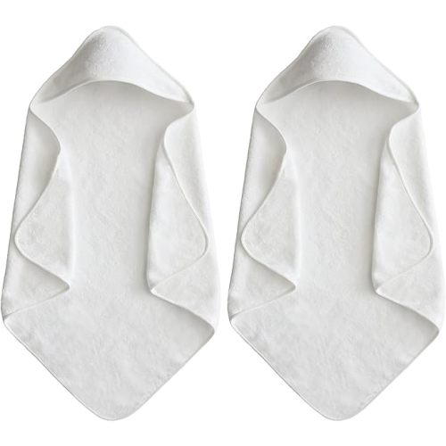 Baby Hooded Bath Towel 31.5"x31.5" Ultra Absorbent Soft Coral Fleece, for Newborn Infant Toddler Up to 3 Years, Unisex Bathrobe Blanket for Boys & Girls 2PCS(Snow-White)