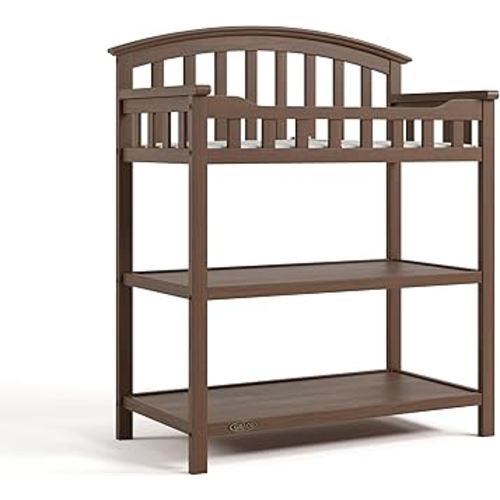 Graco Changing Table with Water-Resistant Changing Pad (Hazelnut) – GREENGUARD Gold Certified, Multi Storage Nursery Baby Changing Table