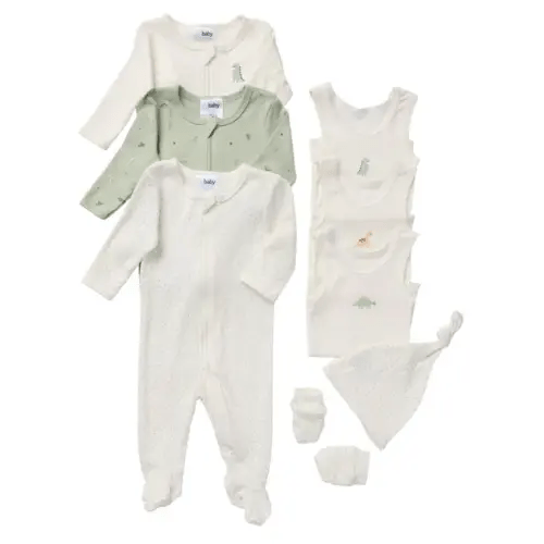 4Baby 8 Piece Set Newborn Dino Sage | Baby Bunting AU