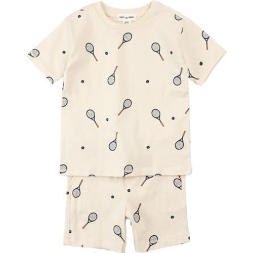 Tennis Print Organic Cotton Jersey T-Shirt & Shorts Set, 9M