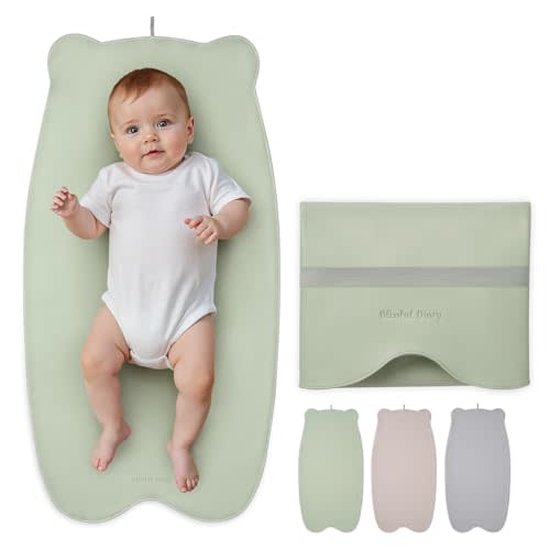 Blissful Diary Vegan Leather Portable Changing Pad, Wipeable & Waterproof Baby Change Mat in Diaper Bag, Travel Essential & Registry Gift, Light Green