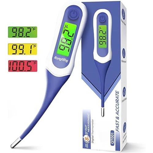 8s Fast Reading Oral Thermometer for Kids and Adults, Baby Digital Thermometer with 3 Color Backlit and Fever Alarm Medical FDA Basal Thermometer for Oral, Rectal, Underarm FSA HSA Eligible (Blue)