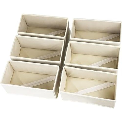 6 Pack Drawer Organizers for Clothes, Foldable Underwear Organizer Bins, Fabric Closet Cloth Storage Box Dresser Drawer Dividers for Shirts, Bra, Socks and Panties