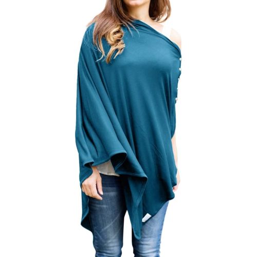 Byrd & Blume Maternity Nursing Cover Breathable Lightweight Breastfeeding Cover Wrap Shawl Scarf Poncho Full 360 (Marine, One size)