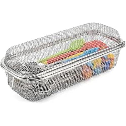 304 Stainless Steel Detachable 10-Mesh Dishwasher Basket for Cutlery & More