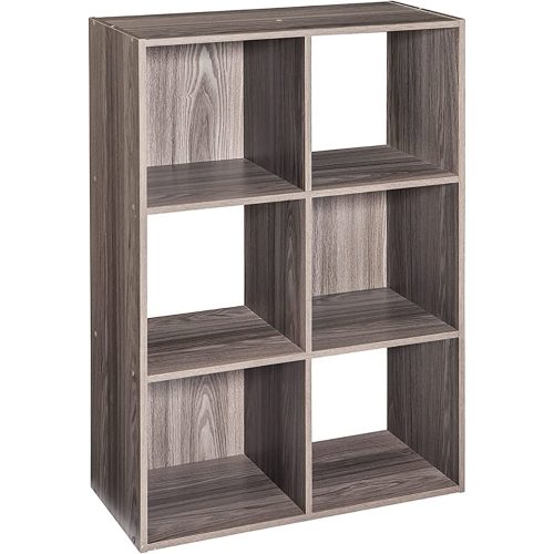ClosetMaid Cubeicals 6 Cube Storage Shelf Organizer Bookshelf - Vertical & Horizontal Options, Easy Assembly - Natural Gray Wood Finish