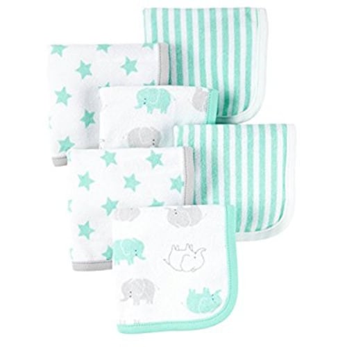 Carter's Just One You Baby Boys 6 Pack Washcloths Blue Elephants