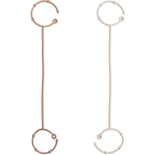 mushie Adjustable Silicone Toy Straps 2-Pack | Baby Accessories Holder for Travel, Stroller, High Chair (Natural/Shifting Sand)