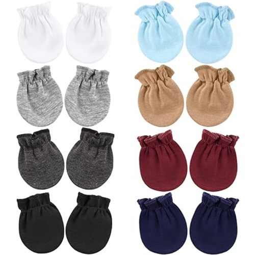 BQUBO Newborn Infant Toddler Mittens No Scratch Cotton Elastic Wrist Gloves Hypoallergenic for 0-6 Months Baby Boys Girls
