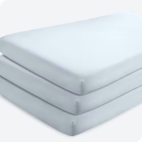 Fitted Crib Microfiber Sheet Sky Blue 3 pk by Bare Home