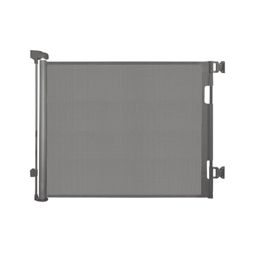 Retractable Baby Gate for Stairs – 33” Height, Expands up to 55” Width – Safety Gate for Infants, Toddlers, Dogs & Pets – Easy Install, Secure Closure, Gray Mesh Design for Indoor & Outdoor Use