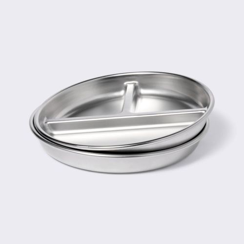 Stainless Steel Divided Plates - 2pk - Silver - Cloud Island™
