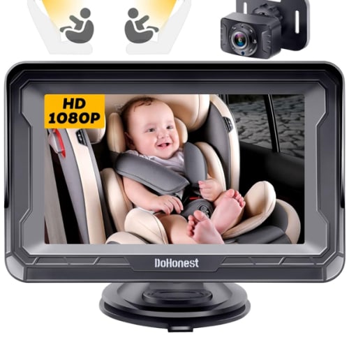 DoHonest Baby Car Camera HD 1080P - Rear-Facing Car Baby Monitor with Night Vision, Adjustable View Angle, Easy Setup, Anti-Glare Display, Safety for Kids & Infants