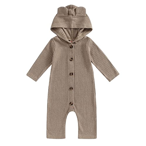 Thorn Tree Newborn Baby Girl Boy Hooded Romper Unisex Baby Knitted Jumpsuit Infant Kids Solid Outfits Baby Girl Boy Jumpsuit