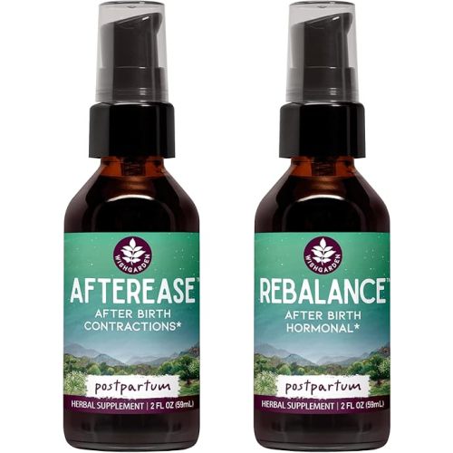 AfterEase Postpartum Contraction Drops + ReBalance Postpartum Hormone Level Support (2-2oz Bundle)