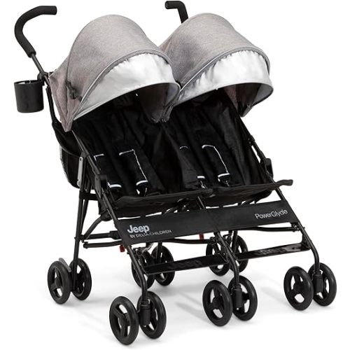 Jeep PowerGlyde Side-by-Side Double Stroller by Delta Children, Grey