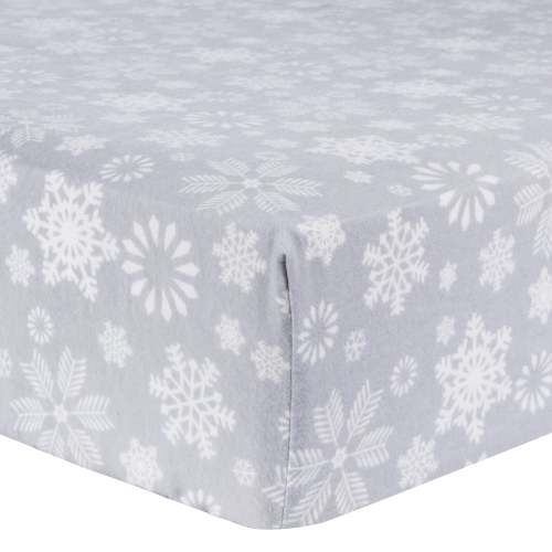 Snowflake Flurry Deluxe Flannel Fitted Crib Sheet