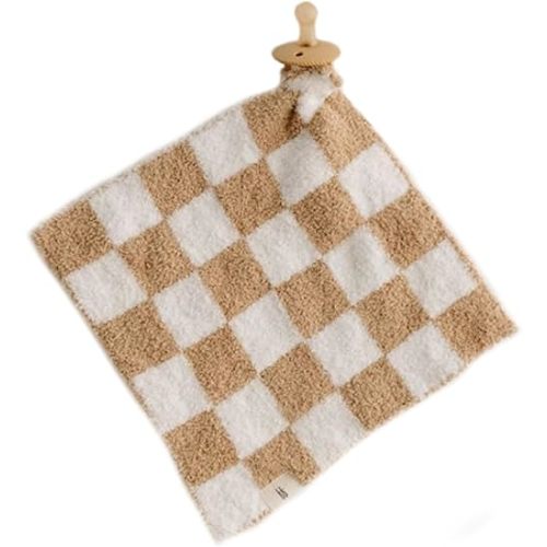 Forever French Baby | Lovey | Pacifier Holder | Lovey Gifts | Boy & Girl | Ideal for Age 0 Months & Up | Microfiber Feather Yarn | Pacifier Not Included (Checkerboard)