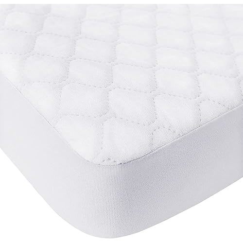 BlueSnail Quilted Waterproof Pack N Play Mattress Fitted Cover for Tollder, Portable Mini Crib Sheet, Comfortable and Breathable Playard Sheet (Snow White)