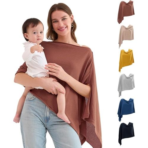 Momcozy Nursing Cover for Breastfeeding, Breathable Soft Privacy Poncho, Multi-Use Nursing Shawl, Portable Breast Feeding Covers for Women, Includes Laundry Bag