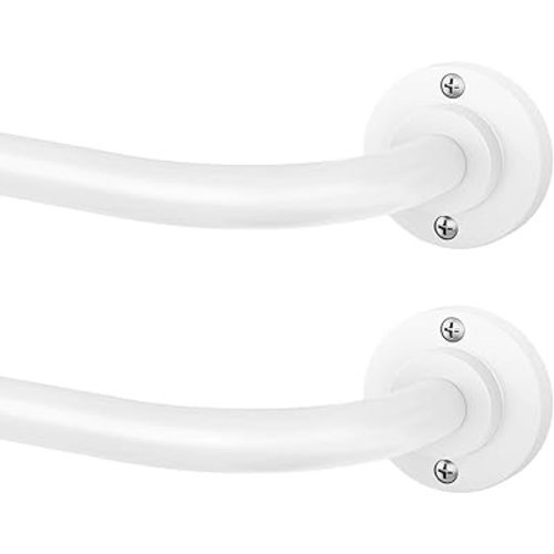2 Pack Curtain Rods for Windows 28 to 48 inch, 5/8 Inch White Curtain Rod, Adjustable Wrap Around Curtains Rod, Blackout Curtains Rods, Metal Room Darkening Curved Cafe Small Drapery Pole, White