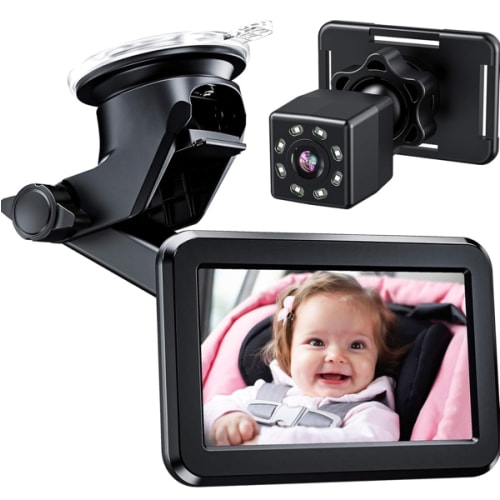 Itomoro Baby Car Mirror, Back Seat Baby Car Camera with HD Night Vision Function Display, Reusable Sucker Bracket, Wide View, 12V Cigarette Lighter, Easily Observe The Baby’s Move