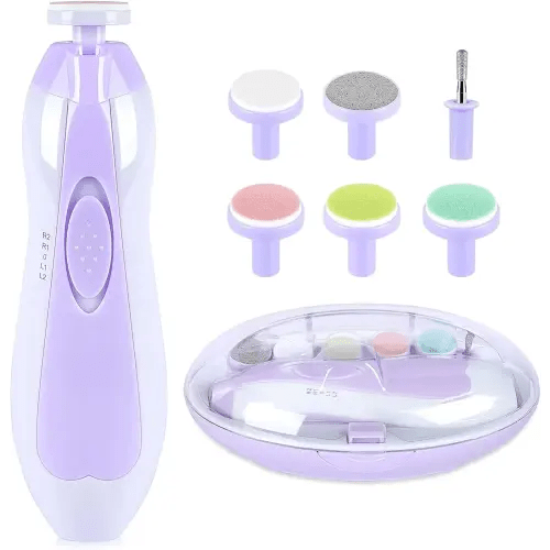 Baby Nail Trimmer Electric,Baby Nail Clippers, 6 in 1 Baby Nail File,Nail File Baby Grooming Kit Manicure Set for Toddler or Adults (Purple)