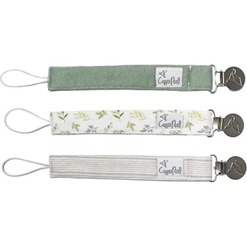 Copper Pearl Pacifier Clip 3-Pack: Premium Knit Binky Clips for Baby Girls and Boys - Stylish Stainless Steel Pacifier Holder Clip - Baby Pacifier Clips for No More Floor Drops - Haven