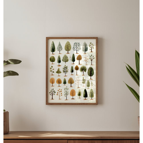 Woodland Trees Printable Wall Art, Sage Green Nursery, Nature Themed Wall Decor, Woodsy Wall Art Digital Download, Playroom Poster