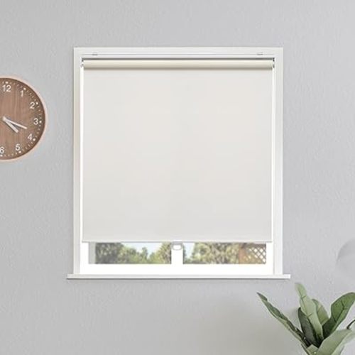 Blackout Roller Shades Blinds Cordless for Windows Pull Down Room Darkening Door Blinds with Thermal Insulated Easy to Install for Living Room,Bedroom,Home,Office Bathroom Beige 35" W x 72" H
