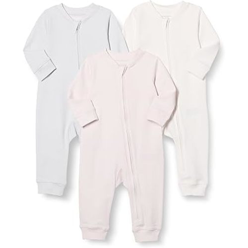 Amazon Essentials Unisex Babies' Cotton Zip-Front Footless Sleepsuit, Pack of 3