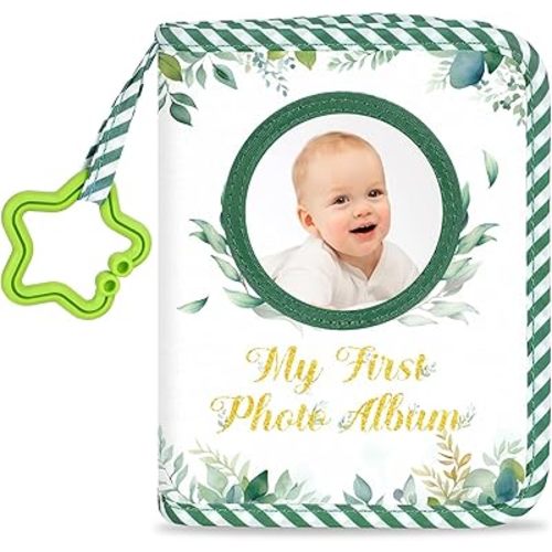 Baby's My First Family Album Soft Photo Cloth Book Eucalyptus My First Book of Photos Baby Memory Album Gift Holds 4x6 Pictures for Babies Newborn Toddler & Kids Baby Shower