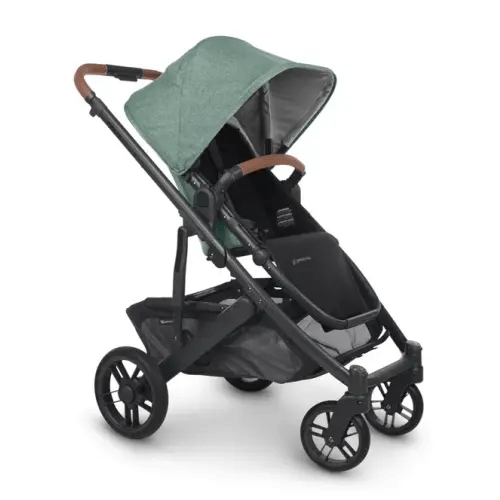 Uppababy Cruz V2 Pram - Green Mélange/Carbon/Saddle Leather (Gwen) | Baby Bunting AU