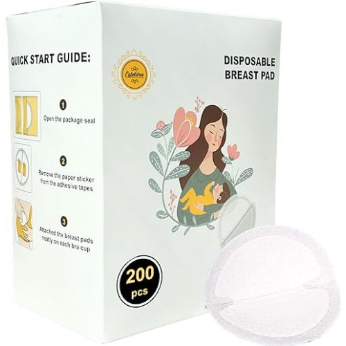 Disposable Nursing Pads 200 Count - Ultra Absorbent, Stay Dry & Breathable - Breastfeeding Nipple Covers for Leaking Milk Protection - Soft & Thin Pads for Breast Feeding Moms, Individually Packed