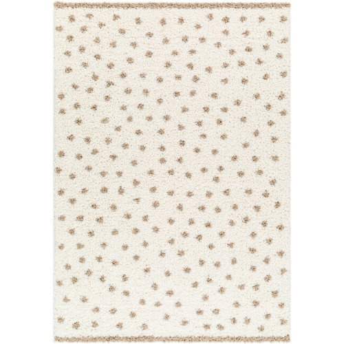 Rectangle Machine Woven Polyester Area Rug in Tan/White
