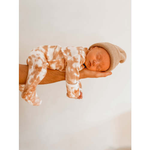 Organic Waffle Basic Zip Footie, Spice Tie Dye