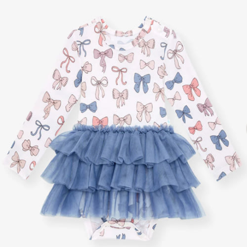 Bow White Girl Tulle Onesie | Ariana